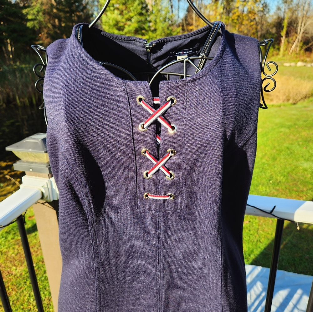 Tommy Hilfiger dress, size 12, EUC  Navy Blue, nautical color lacing